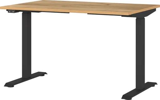 Schreibtisch GELI - höhenverstellbar, LB ca. 120x80 cm, Eiche Nachbildung, Schwarz