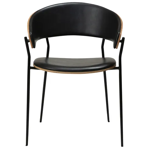 Stuhl - Furnierholz, Kunstleder, Eiche, Schwarz