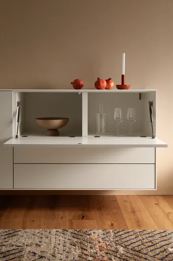 Sideboard Colore - B ca. 200 cm, Lack, Weiß