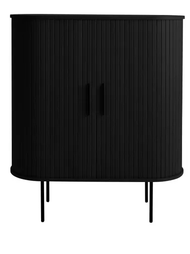Highboard - B ca. 100 cm, Eiche Furnier, Schwarz