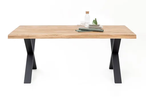 Esstisch - LB ca. 180x100 cm, Eiche massiv geölt, Schwarz