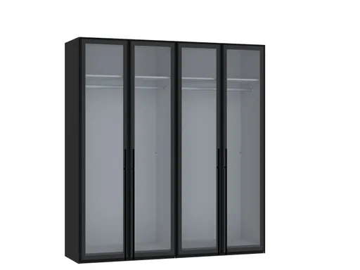 Drehtürenschrank JOIN IT- B ca. 202 cm., Schwarz, Glas, Grau