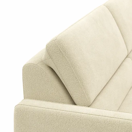 Ecksofa Valera - 3-Sitzer mit Longchair rechts inkl. Rückenlehne verstellbar, Stoff, Natur