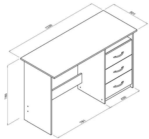 Schreibtisch - LB ca. 123x50 cm, Sonoma Eiche Nachbildung, Weiß