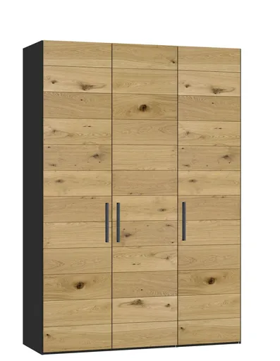 Drehtürenschrank JOIN IT- B ca. 152 cm., Schwarz, Eiche, Natur, Bretteroptik