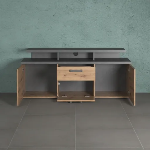 TV-Lowboard - B ca. 151 cm, Matera Nachbildung, Artisan Eiche Nachbildung