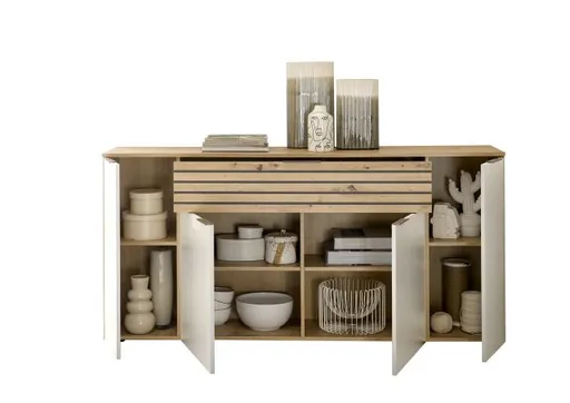 Sideboard - B ca. 177 cm, Artisan Eiche Nachbildung, Weiß