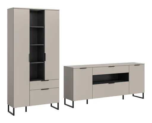 Sideboard - B ca. 185 cm, Kaschmir, Schwarz