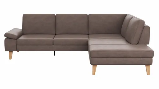 Ecksofa Houston - 2,5-Sitzer, Eckelement und 1-Sitzer mit Abschlussteil rechts,  inkl. Sitztiefenverstellung und Armlehne klappbar, Leder, Dunkelbraun