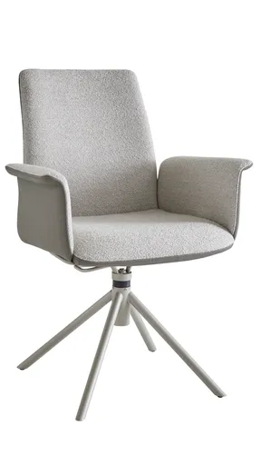 Armlehnstuhl Sedana - drehbar, Leder & Stoff, Grau