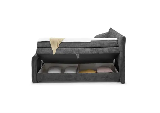 Boxspringbett- Liegefläche ca. 180x200 cm, Stoff, Schwarz