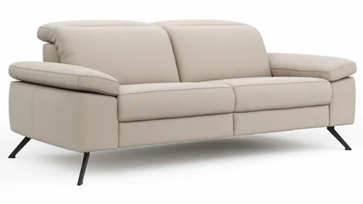 Sofa Rafaela 2.0 - 2,5-Sitzer inkl. Kopfteil verstellbar, Leder, Champagner