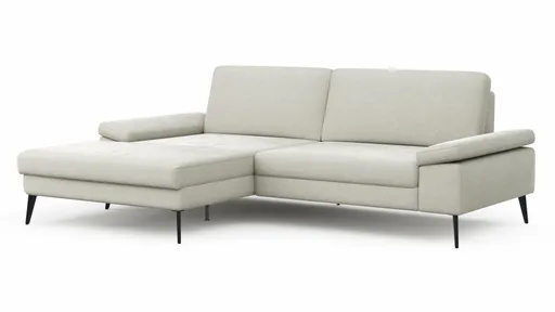 Ecksofa Houston - Longchair groß links mit 1,75-Sitzer, inkl. Sitztiefenverstellung und Armlehne klappbar, Stoff, Natur