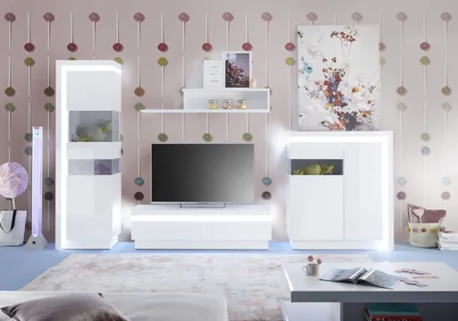 TV-Unterteil - mit Beleuchtung, Weiß