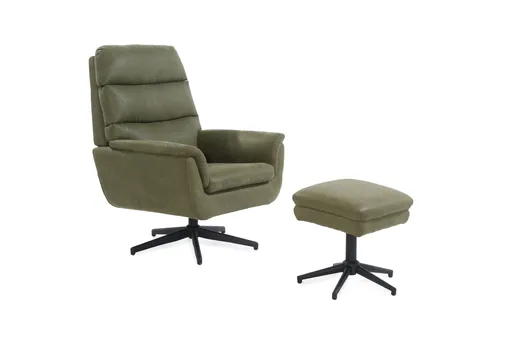 Relaxsessel mit Hocker - drehbar, Microfaser, Grün