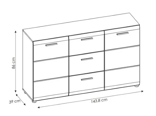 Sideboard- Weiß, Weiß, Hochglanz