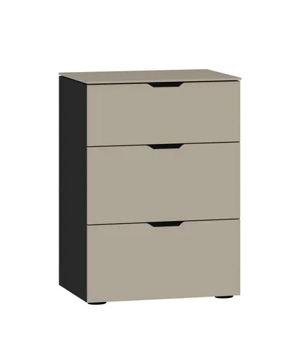 Nachtkommode JOIN IT- Glas, Hellbraun, Matt, Schwarz