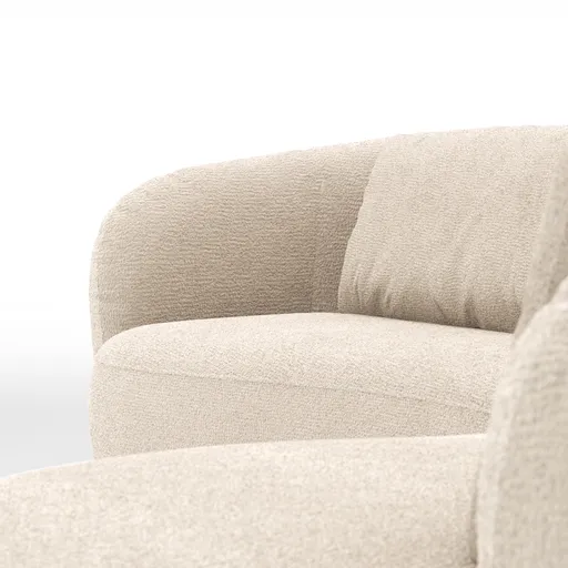 Ecksofa Karasu - 3-Sitzer mit Ottomane rechts, Stoff, Natur