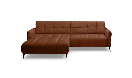 Ecksofa - Ecke links, 2-Sitzer inkl. Relaxfunktion, Stoff, Terracotta