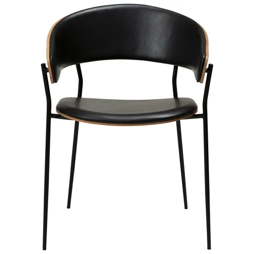 Stuhl - Furnierholz, Kunstleder, Nussbaum, Schwarz