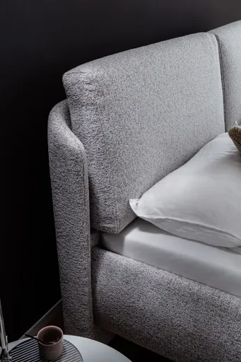 Polsterbett - Liegefläche ca. 180x200 cm, Stoff, Hellgrau