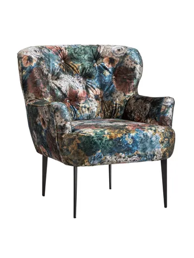 Sessel Scranton - Stoff, Flower rose/blau