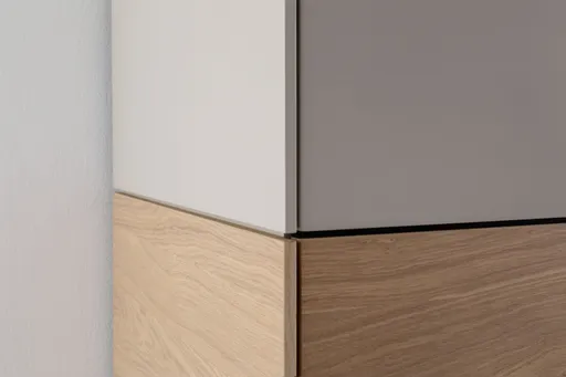 Drehtürenschrank Matera - BHT ca. 251x235x60 cm, Lack Matt, Kaschmir, Eiche, Milk