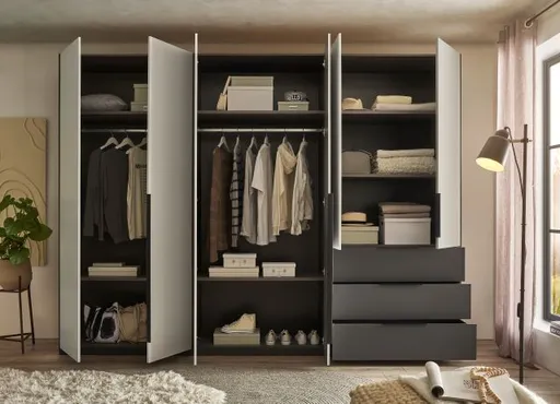 Drehtürenschrank- Graphit, Helgrau