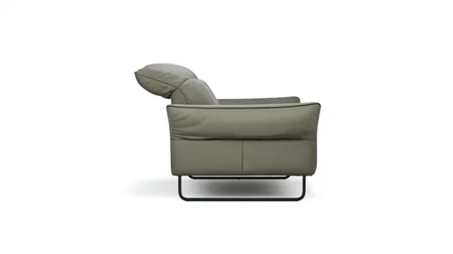 Sofa Victoria - 2,5-Sitzer inkl. Kopfstütze/Armlehne verstellbar, Leder, Grau