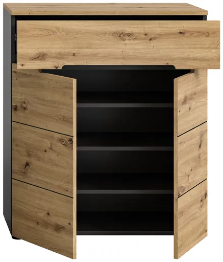 Garderobe - inkl. Sitzkissen, Basalt grau, Artisan Eiche Nachbildung