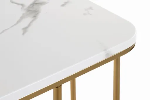 Beistelltisch - B/H/T ca. 45x67x30 cm, Marmoroptik, Goldfarben