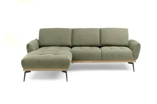 Ecksofa EDDIE - Ecke links, 2-Sitzer inkl. Rückenverstellungen, Stoff, Graugrün
