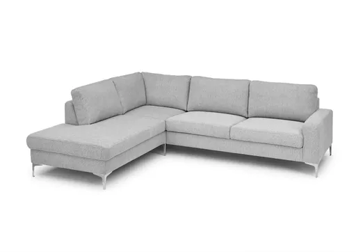 Ecksofa CALM 2.0 - Ecke links mit 2,5-Sitzer, Schlaffunktion mit Bettkasten, Stoff, Silbergrau