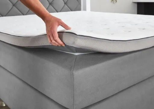 Boxspringbett- Liegefläche ca. 180x200 cm, Stoff, Grau