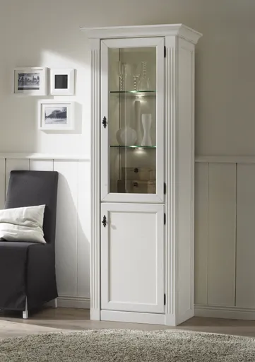 Vitrine - mit Beleuchtung, Lack, weiß