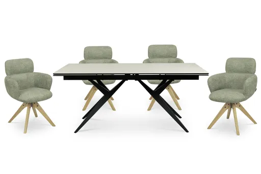 Esstisch MICHELA - ausziehbar, LB ca. 180x95 cm, Glaskeramik, Travertin farbig