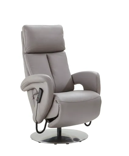 Relaxsessel Sitz.Konzept 4.0 - Größe XL, Fußteil/Kopfteil und Rückenlehne verstellbar (motorisch) mit Aufstehhilfe, Leder, Grau
