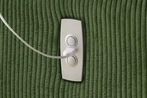 Ecksofa JAROM - 3-Sitzer, Ecke rechts inkl. Relaxfunktion (motorisch) und Kopfteil verstellbar, Stoff, Grün