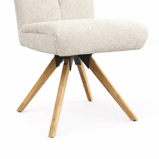 Stuhl Evania - Dreh und Relax-Funktion, niedriger Rücken, Stoff, Creme