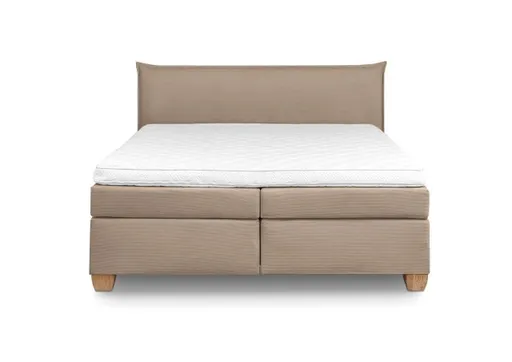  Boxspringbett HADAI- Liegefläche ca. 180x200 cm, Stoff, Hellbraun, TFK H2/TFK H3