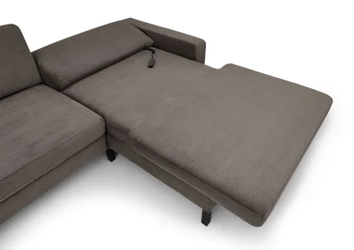 Ecksofa CALM MOVE 2.0 - 2,5-Sitzer mit Longchair rechts, Schlaffunktion, Feincord, Taupe