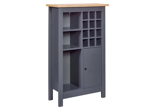 Weinschrank - B ca. 76 cm, Anthrazit, Artisan Eiche Nachbildung