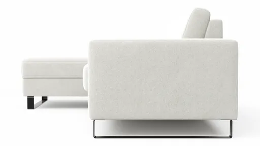 Schlafsofa Laredo - Longchair mit 2-Sitzer rechts inkl. Schlaffunktion mit Bettkasten, Stoff, Graubeige