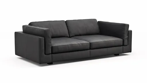Sofa Aprino 3 - 3,5-Sitzer XL, Dickleder, schwarz, Armlehne Kissen