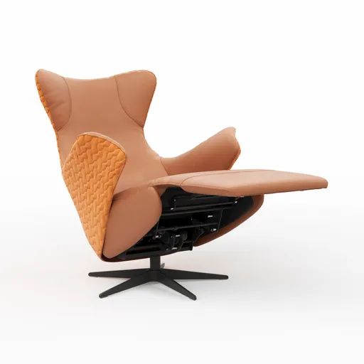 Relaxseessel Follina - Relaxfunktion (motorisch), Leder, Stoff, Cognac