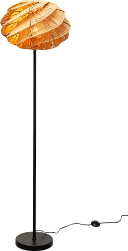 Stehleuchte- BH ca. 45x160 cm, Rattan, Stahl, Schwarz