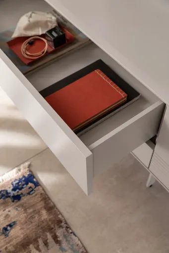 Wohnwand Colore - mit Beleuchtung, Lack, Kaschmir, Sandbeere