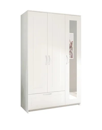 Drehtürenschrank- B ca. 117 cm, Weiß, Spiegel