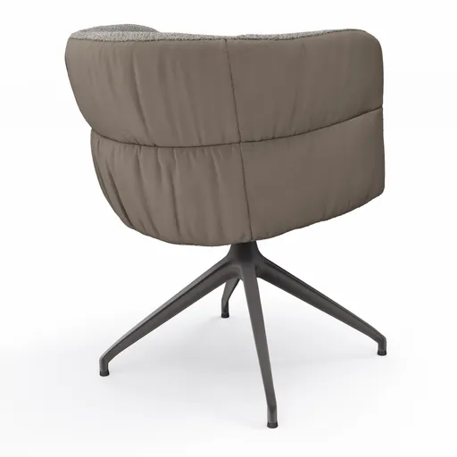 Armlehnstuhl Milana - drehbar, Leder Grau, Stoff Graubraun