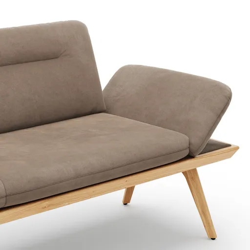 Bank Kamari - Breite ca. 228cm, Seitenteile verstellbar, Stoff, Schlamm